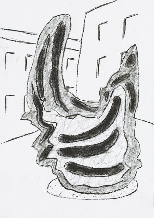 Kurt Hüpfner, Ohne Titel, um 2005, Bleistift und Kohle auf Papier, 29,7 × 21 cm, Privatbesitz,  ...