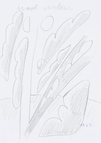 Kurt Hüpfner, "nach unten", um 2005, Bleistift auf Papier, 29,7 × 21 cm, Privatbesitz, Wien