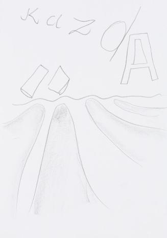 Kurt Hüpfner, "KazdA", um 2010, Bleistift auf Papier, 29,7 × 21 cm, Privatbesitz, Wien