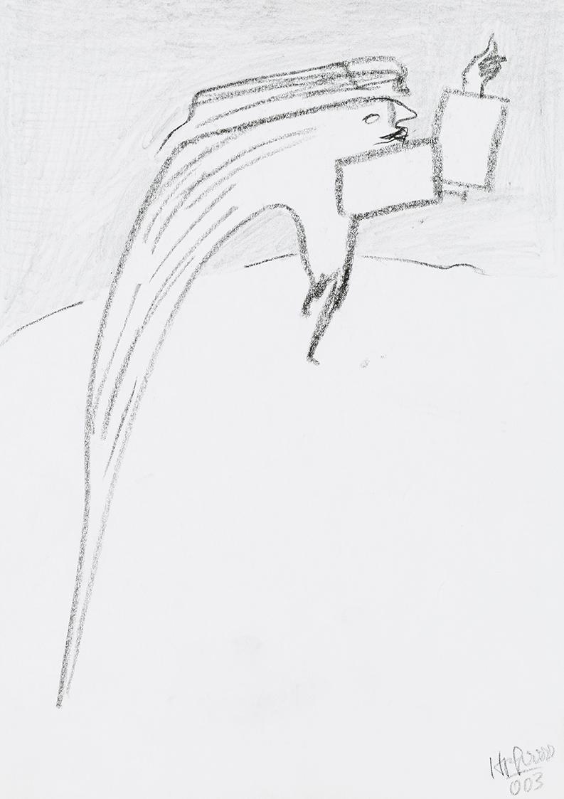 Kurt Hüpfner, Ohne Titel, 2003, Bleistift und Kohle auf Papier, 29,7 × 21 cm, Privatbesitz, Wie ...