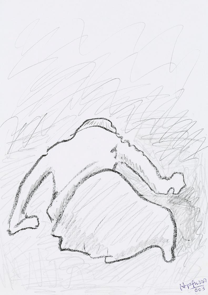 Kurt Hüpfner, Ohne Titel, 2003, Bleistift und Kohle auf Papier, 29,7 × 21 cm, Privatbesitz, Wie ...