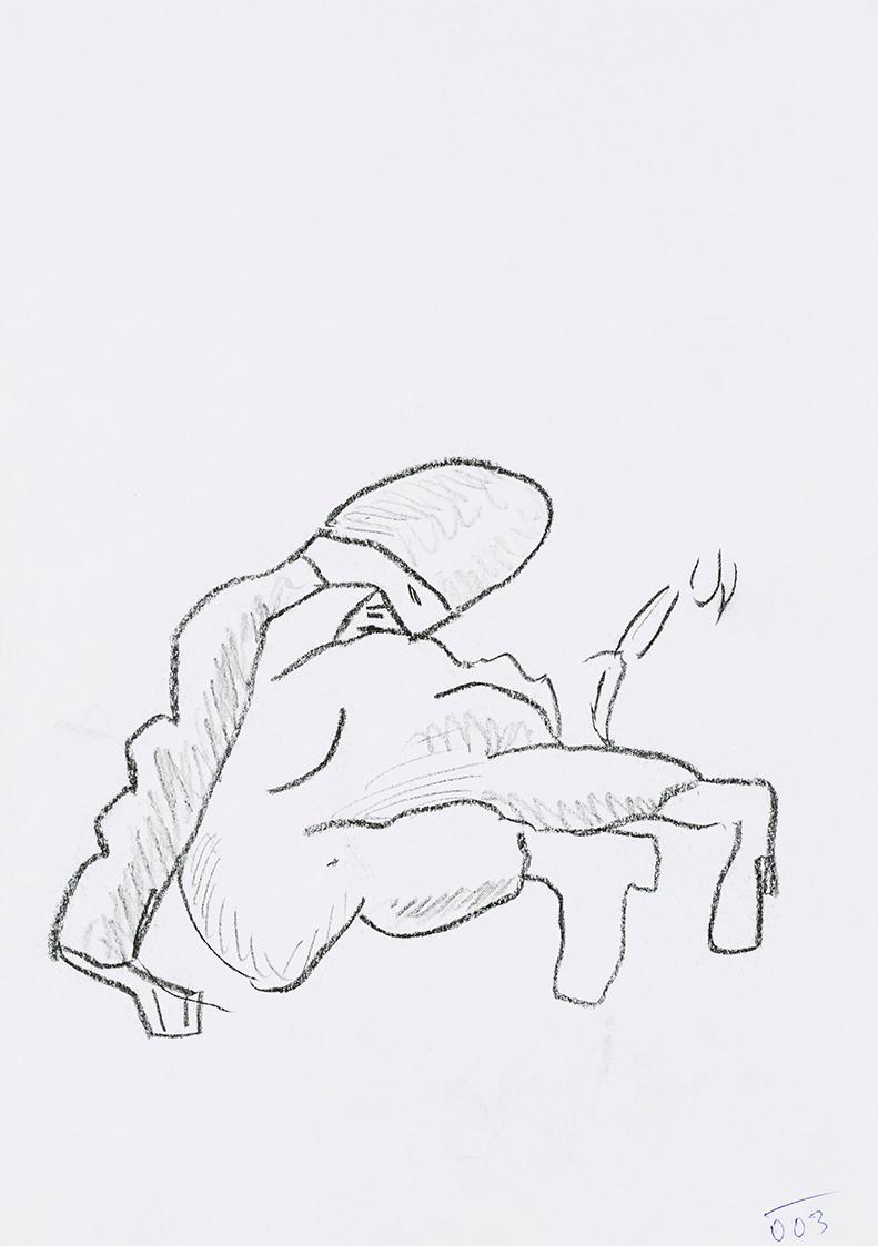 Kurt Hüpfner, Ohne Titel, 2003, Bleistift und Kohle auf Papier, 29,7 × 21 cm, Privatbesitz, Wie ...