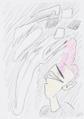 Kurt Hüpfner, Ohne Titel, 2003, schwarze Kreide und Buntstift auf Papier, 29,7 × 21 cm, Privatb ...