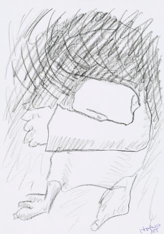 Kurt Hüpfner, Ohne Titel, 2003, Schwarze Kreide auf Papier, 29,7 × 21 cm, Privatbesitz, Wien