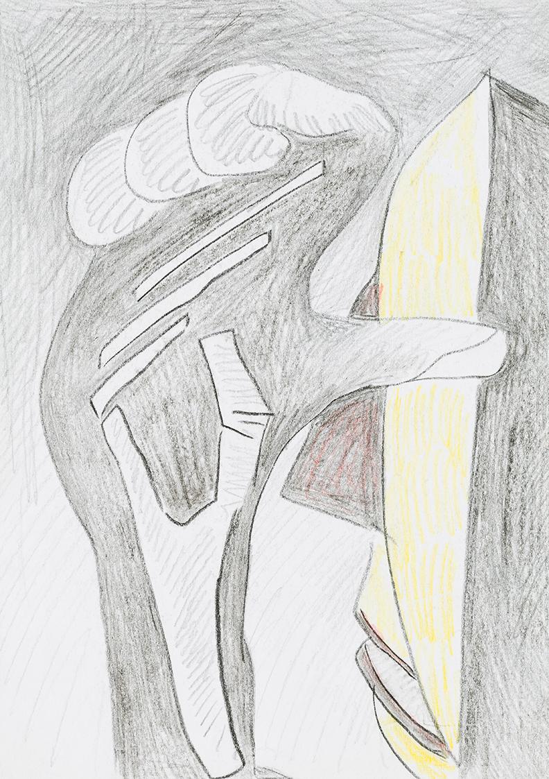 Kurt Hüpfner, Ohne Titel, um 2005, Bleistift und Buntstift auf Papier, 29,7 × 21 cm, Privatbesi ...