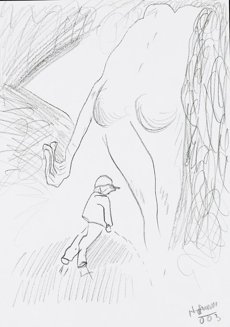 Kurt Hüpfner, Ohne Titel, 2003, Bleistift auf Papier, 29,7 × 21 cm, Privatbesitz, Wien