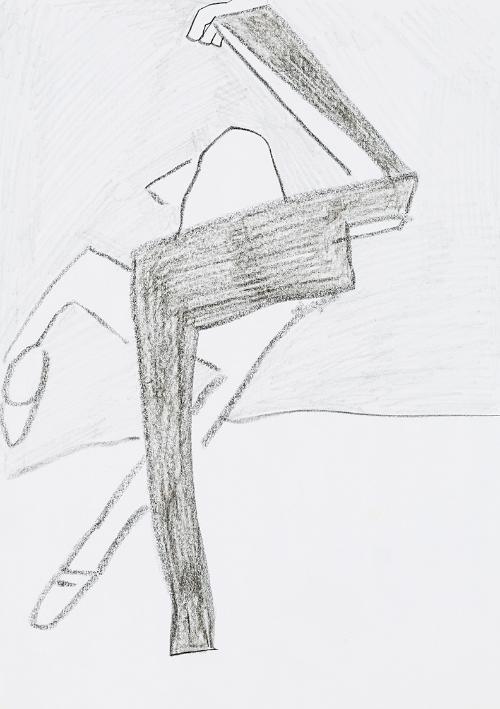 Kurt Hüpfner, Ohne Titel, um 2005, Bleistift und schwarze Kreide auf Papier, 29,7 × 21 cm, Priv…