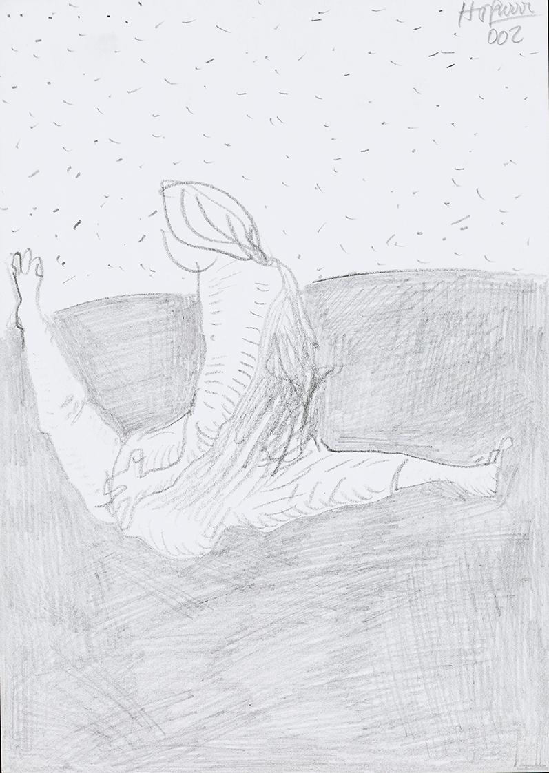 Kurt Hüpfner, Ohne Titel, 2002, Bleistift auf Papier, 29,7 × 21 cm, Privatbesitz, Wien