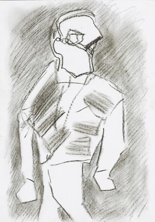 Kurt Hüpfner, Ohne Titel, um 2005, Kohle auf Papier, 29,7 × 21 cm, Privatbesitz, Wien