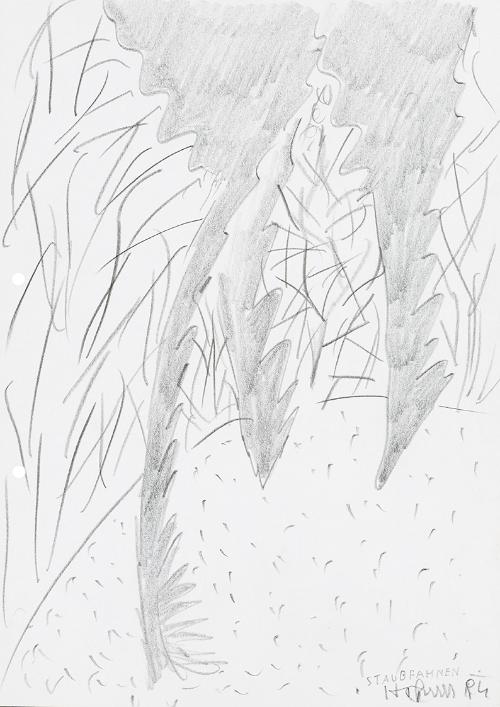 Kurt Hüpfner, "Staubfahnen", 1994, Bleistift auf Papier, 29,7 × 21 cm, Privatbesitz, Wien