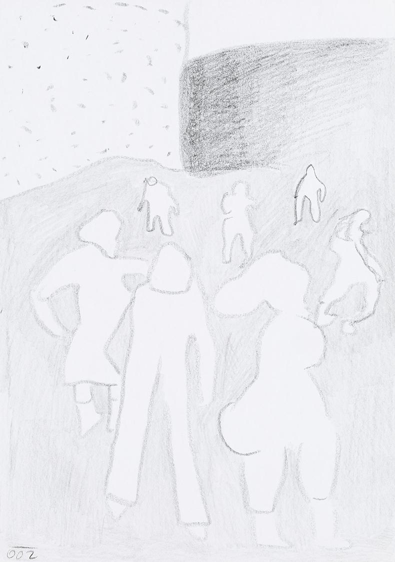 Kurt Hüpfner, Ohne Titel, 2002, Bleistift auf Papier, 29,7 × 21 cm, Privatbesitz, Wien