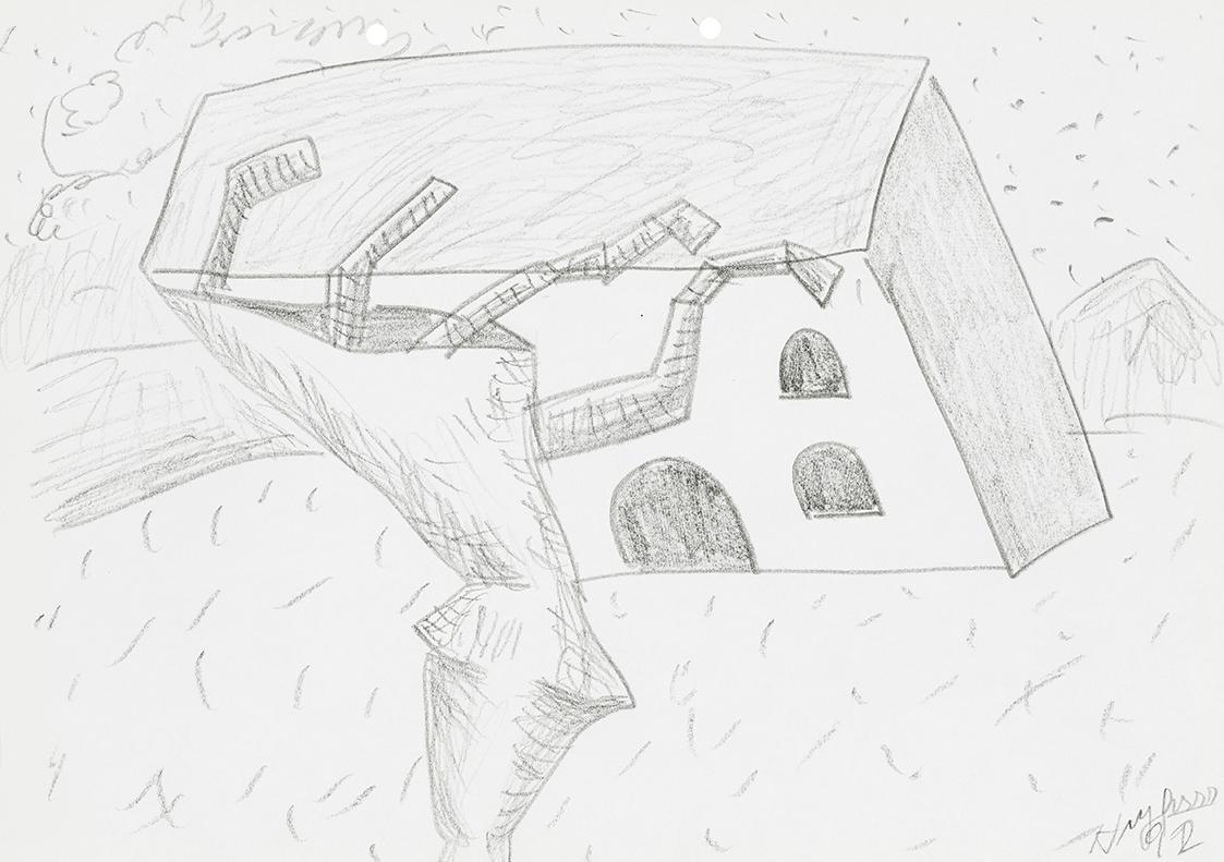 Kurt Hüpfner, Ohne Titel, 1992, Bleistift auf Papier, 21 × 29,7 cm, Privatbesitz, Wien