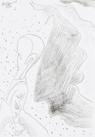 Kurt Hüpfner, Ohne Titel, 2002, Bleistift und schwarze Kreide auf Papier, 29,7 × 21 cm, Privatb…