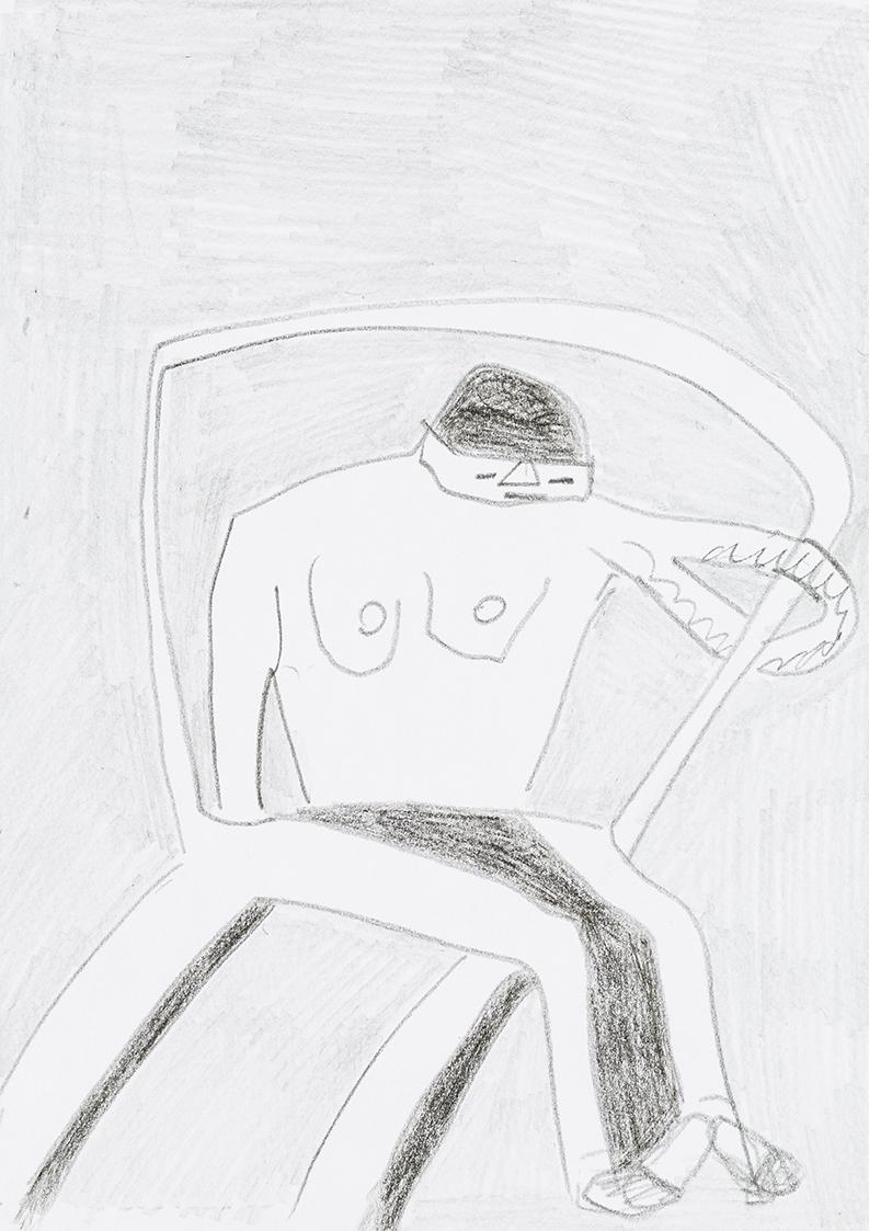 Kurt Hüpfner, Ohne Titel, um 2000, Bleistift und schwarzer Buntstift auf Papier, 29,7 × 21 cm, …