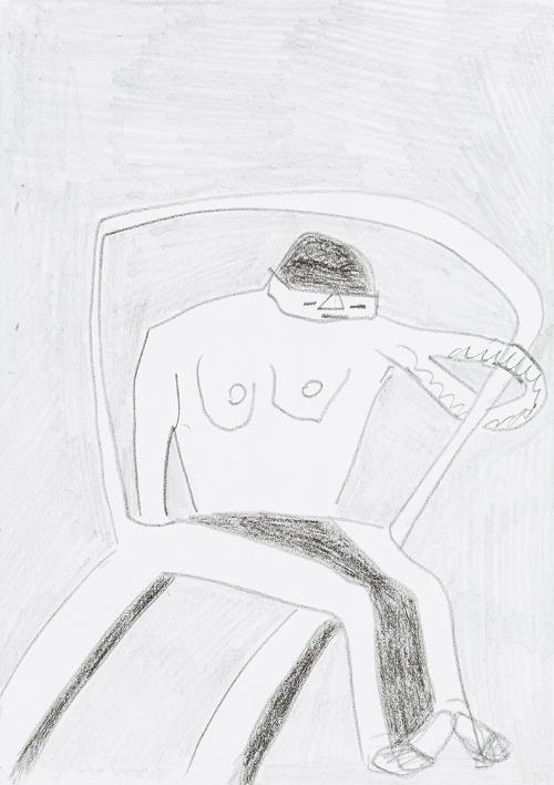 Kurt Hüpfner, Ohne Titel, um 2000, Bleistift und schwarzer Buntstift auf Papier, 29,7 × 21 cm, …