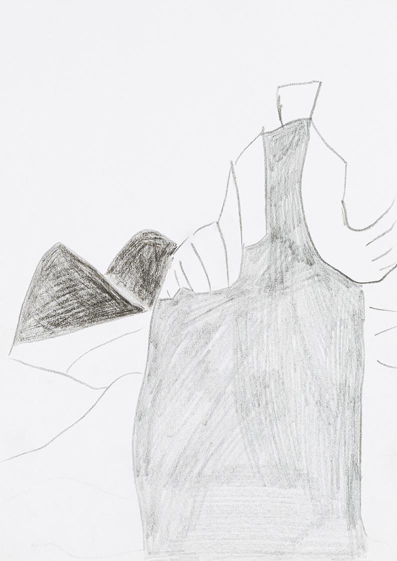 Kurt Hüpfner, Ohne Titel, um 2000, Bleistift und schwarze Kreide auf Papier, 29,7 × 21 cm, Priv…