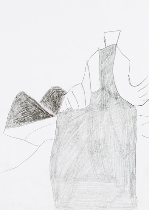 Kurt Hüpfner, Ohne Titel, um 2000, Bleistift und schwarze Kreide auf Papier, 29,7 × 21 cm, Priv…