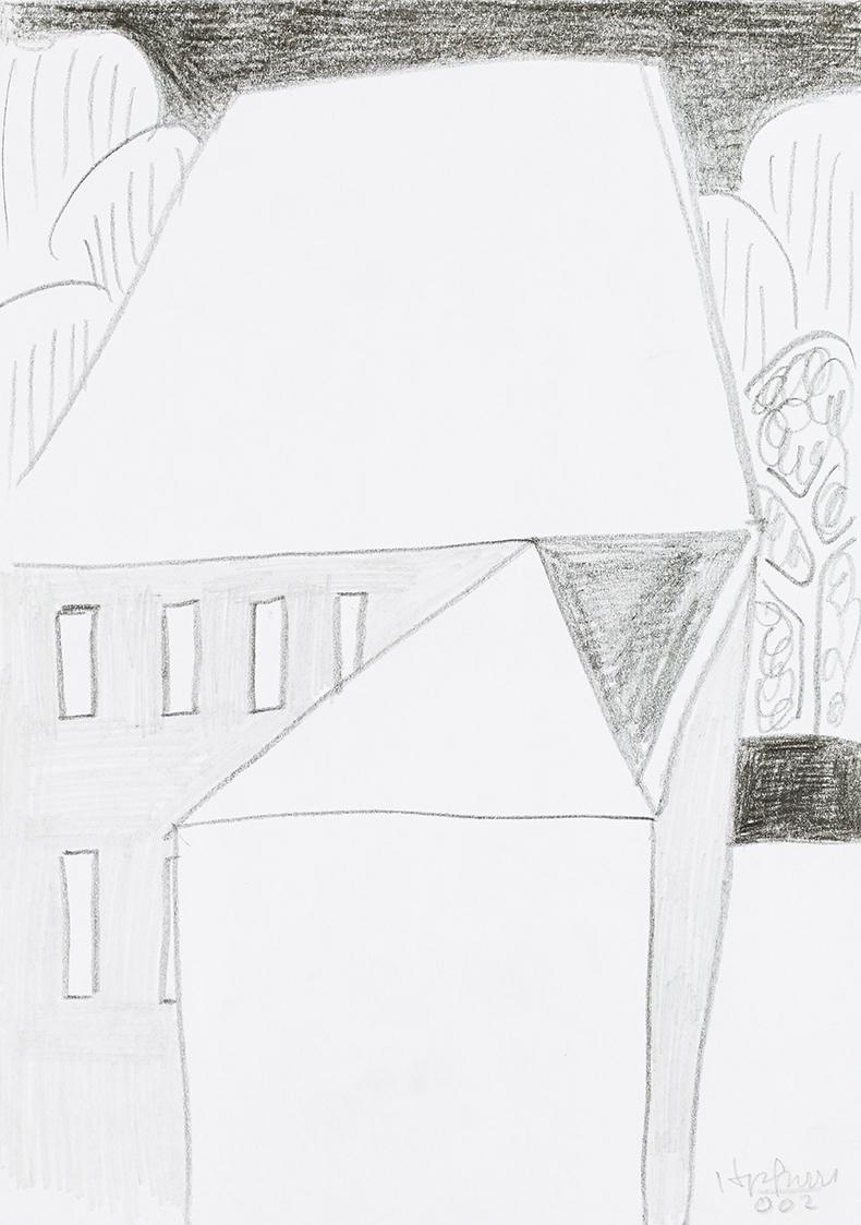 Kurt Hüpfner, Ohne Titel, 2002, Bleistift und schwarzer Buntstift auf Papier, 29,7 × 21 cm, Pri…