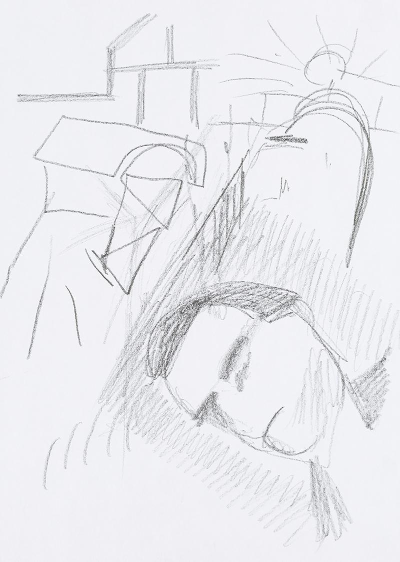 Kurt Hüpfner, Ohne Titel, um 2000, Bleistift auf Papier, 29,7 × 21 cm, Privatbesitz, Wien