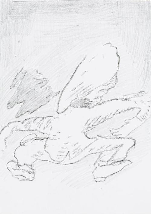 Kurt Hüpfner, Ohne Titel, um 2000, Bleistift und schwarze Kreide auf Papier, 29,7 × 21 cm, Priv ...