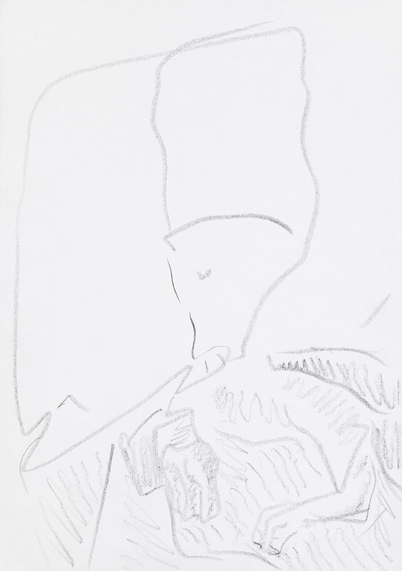 Kurt Hüpfner, Ohne Titel, um 2000, Bleistift auf Papier, 29,7 × 21 cm, Privatbesitz, Wien