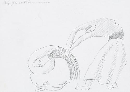 Kurt Hüpfner, Die Haarkämmerin, 2005, Bleistift auf Papier, 21 × 29,7 cm, Privatbesitz, Wien