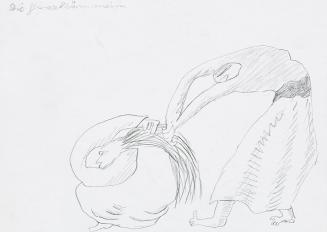 Kurt Hüpfner, Die Haarkämmerin, 2005, Bleistift auf Papier, 21 × 29,7 cm, Privatbesitz, Wien