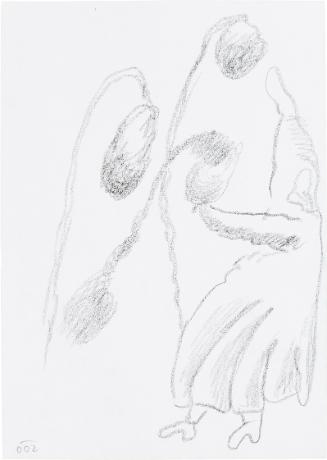 Kurt Hüpfner, Ohne Titel, 2002, Schwarze Kreide auf Papier, 29,7 × 21 cm, Privatbesitz, Wien