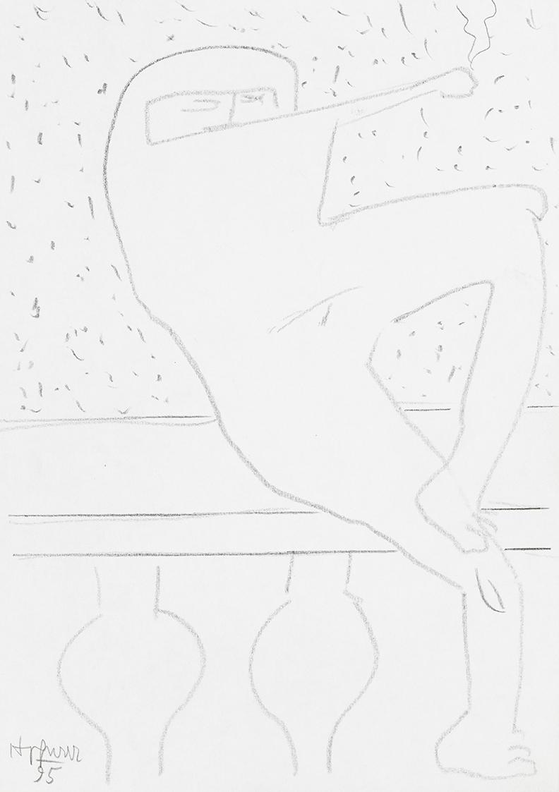Kurt Hüpfner, Ohne Titel, 1995, Bleistift auf Papier, 29,7 × 21 cm, Privatbesitz, Wien