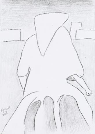 Kurt Hüpfner, Ohne Titel, 2002, Bleistift und schwarze Kreide auf Papier, 29,7 × 21 cm, Privatb…