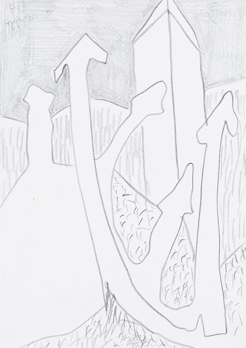 Kurt Hüpfner, Ohne Titel, 1999, Bleistift auf Papier, 29,7 × 21 cm, Privatbesitz, Wien