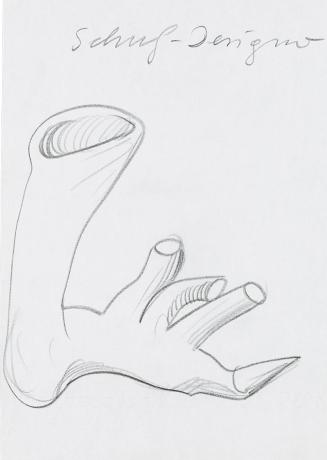 Kurt Hüpfner, "Schuh-Designer", Plastikentwurf, um 2000, Bleistift auf Papier, 29,7 × 21 cm, Pr ...
