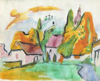 Alfred Wickenburg, Kalvarienberg, um 1960, Aquarell auf Papier, Privatbesitz, Graz