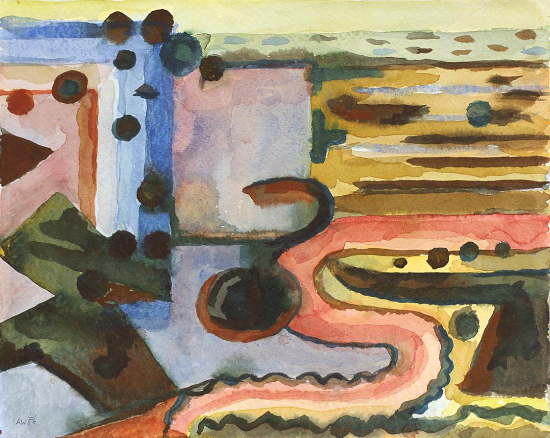 Alfred Wickenburg, Rote Straße, 1956, Aquarell auf Papier, Blattmaße: 28 × 35 cm, Graz Museum,  ...