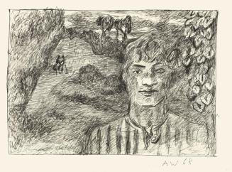 Alfred Wickenburg, Filmszene, 1968, Schwarzer Filzstift auf Papier, Blattmaße: 38 × 50,8 cm, Gr ...