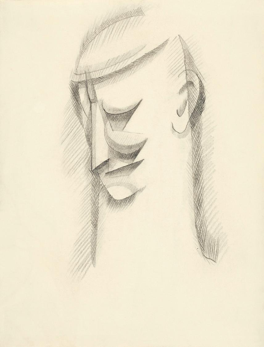 Alfred Wickenburg, Kopf, 1920/1925, Kohle auf Papier, Blattmaße: 31,1 × 23,8 cm, Museum der Mod ...
