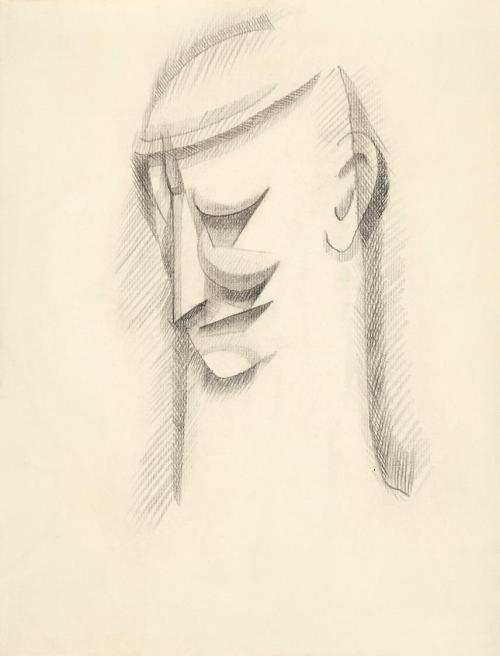 Alfred Wickenburg, Kopf, 1920/1925, Kohle auf Papier, Blattmaße: 31,1 × 23,8 cm, Museum der Mod ...