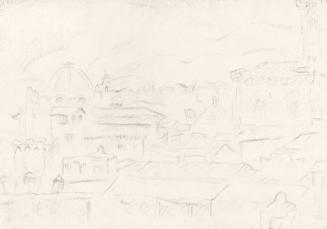 Alfred Wickenburg, Ansicht von Florenz, 1922/1923, Graphit auf Papier, Blattmaße: 19,3 × 26,9 c ...