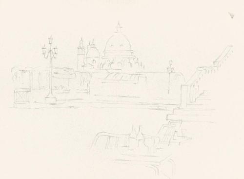 Alfred Wickenburg, Blick auf S. Maria della Salute, 1920/1923, Bleistift auf Papier, Blattmaße: ...