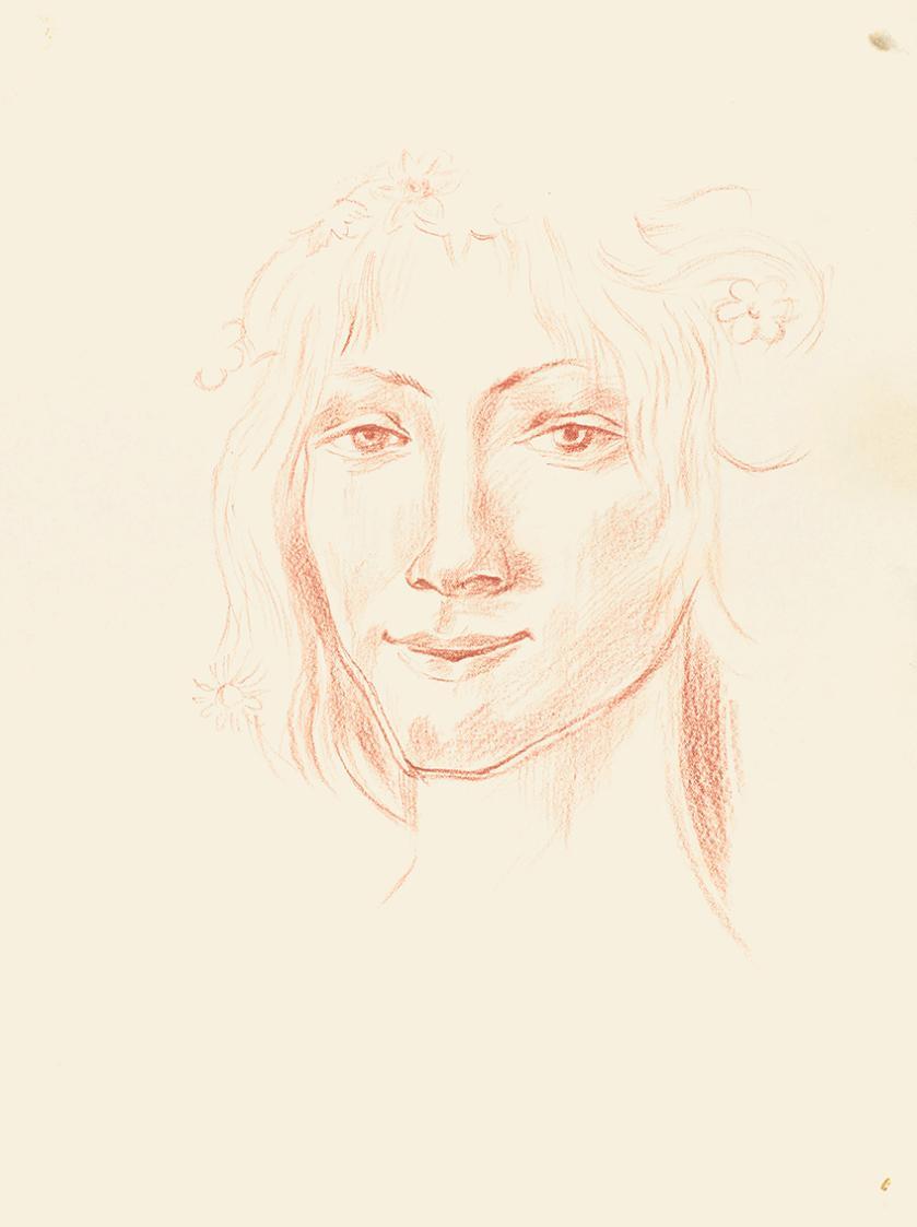 Alfred Wickenburg, Studie nach Botticelli, um 1942, Rötel auf Papier, Blattmaße: 37,2 x 26 cm,  ...