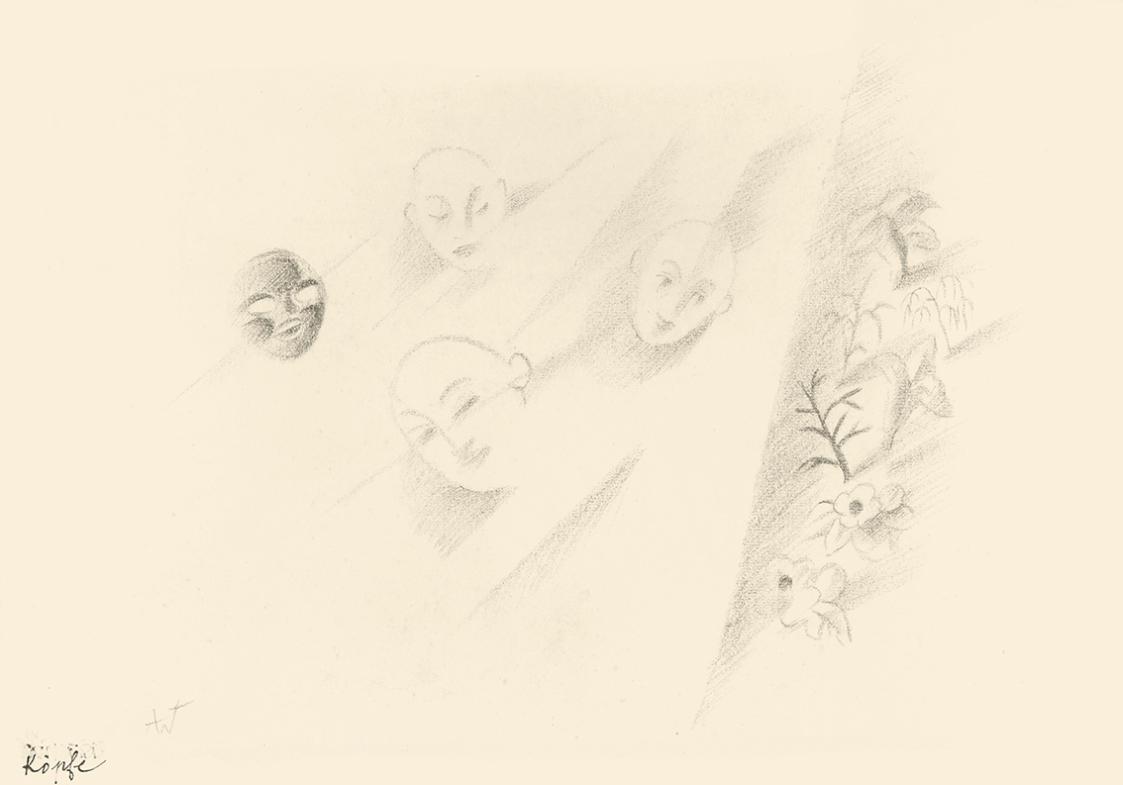 Alfred Wickenburg, Köpfe, 1920/1925, Bleistift auf Papier, Blattmaße: 32,5 × 45,5 cm, Leihgabe  ...