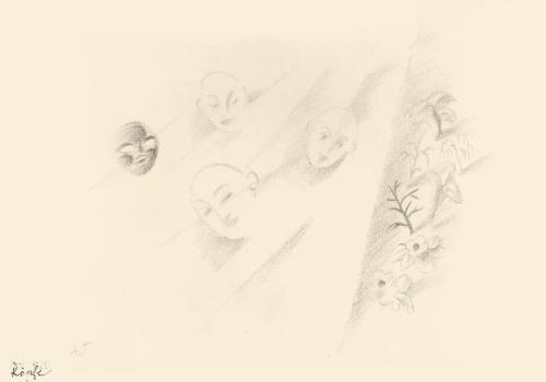 Alfred Wickenburg, Köpfe, 1920/1925, Bleistift auf Papier, Blattmaße: 32,5 × 45,5 cm, Leihgabe  ...