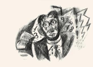 Alfred Wickenburg, Mann mit Brille, um 1970, Schwarzer Filzstift auf Papier, Blattmaße: 41,9 x  ...