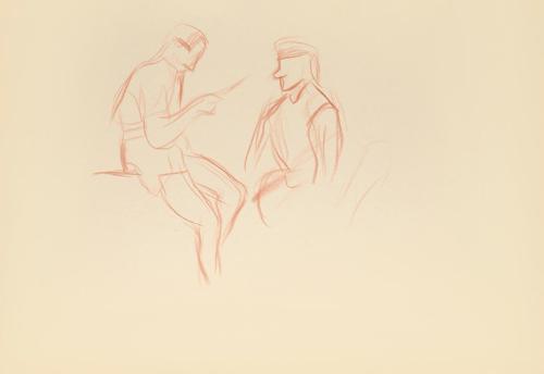 Alfred Wickenburg, Zwei Personen im Gespräch, 1942, Rötel auf Papier, Blattmaße: 20,9 × 29,7 cm ...