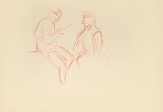 Alfred Wickenburg, Zwei Personen im Gespräch, 1942, Rötel auf Papier, Blattmaße: 20,9 × 29,7 cm ...