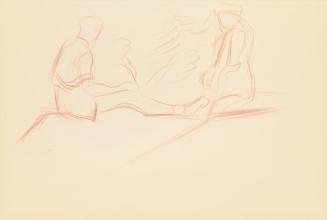 Alfred Wickenburg, Zwei Personen zueinander gewandt, 1942, Rötel auf Papier, Blattmaße: 20,9 ×  ...