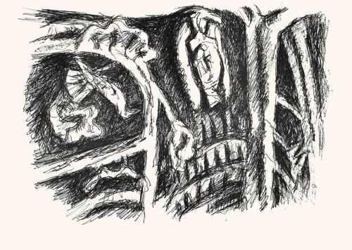 Alfred Wickenburg, Im Wald, um 1970, Schwarzer Filzstift auf Papier, Blattmaße: 41,7 × 58 cm, L ...