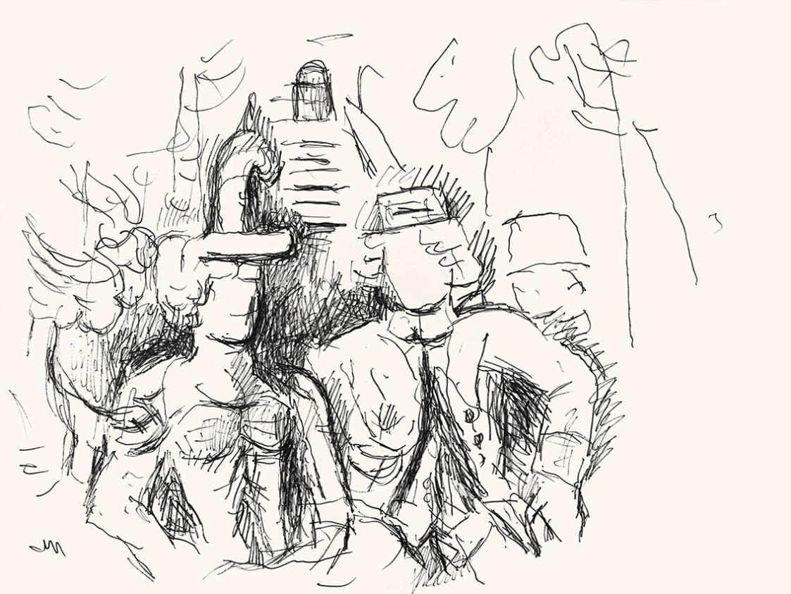 Alfred Wickenburg, Paar, um 1970, Schwarzer Filzstift auf Papier, Blattmaße: 42 × 56 cm, Leihga ...