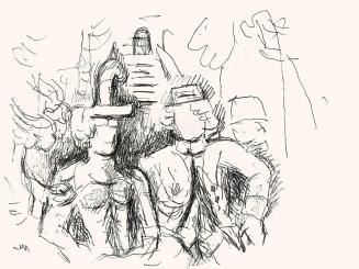 Alfred Wickenburg, Paar, um 1970, Schwarzer Filzstift auf Papier, Blattmaße: 42 × 56 cm, Leihga ...