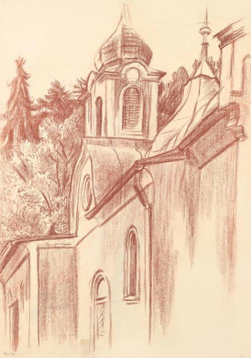 Alfred Wickenburg, Maria Grün, 1938, Rötel auf Papier, Blattmaße: 62,9 × 44,5 cm, Leihgabe aus  ...